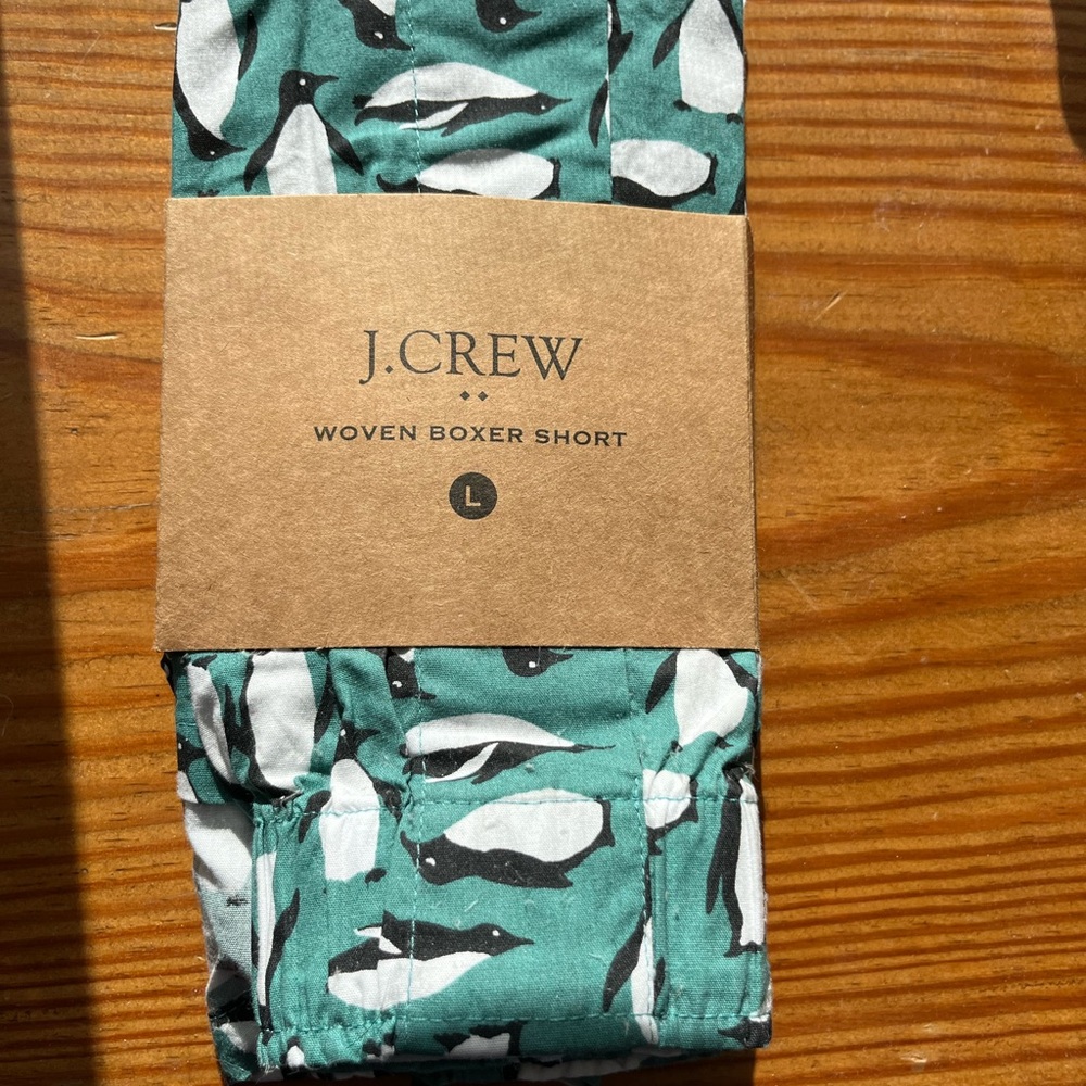 J. Crew Teal Boxer Shorts with Penguin Print